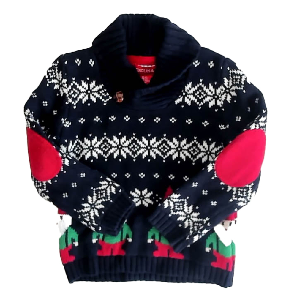Jingles & Joy Boys Navy Gnomes Sweater size: 2T